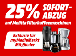 Exklusiv für myMediaMarkt Mitglieder: - 25% auf Melitta Filterkaffeemaschinen