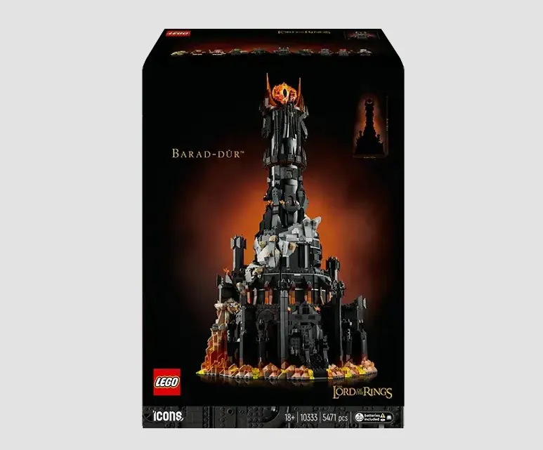 Lego Verpackung die einen schwarzen Turm zeigt