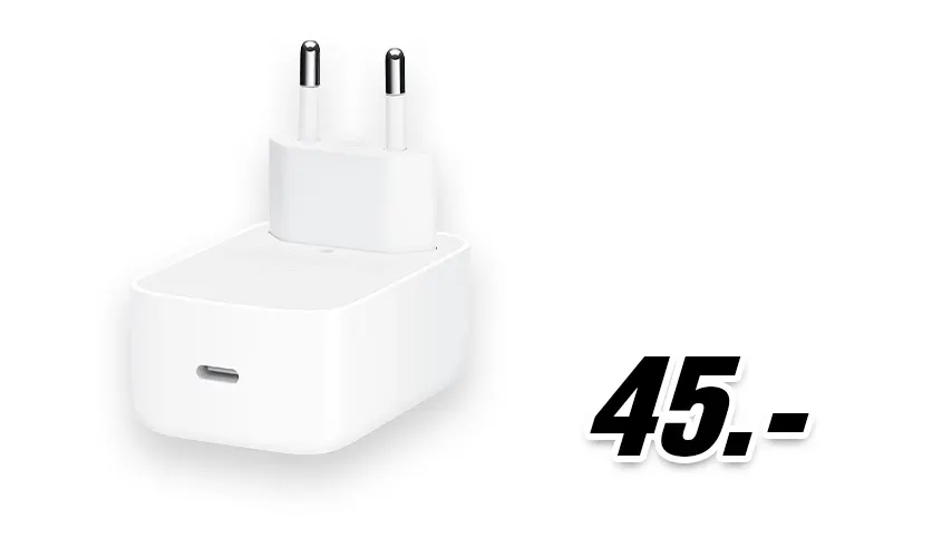 Apple USB-C-Netzteil in Weiß für 45 Euro