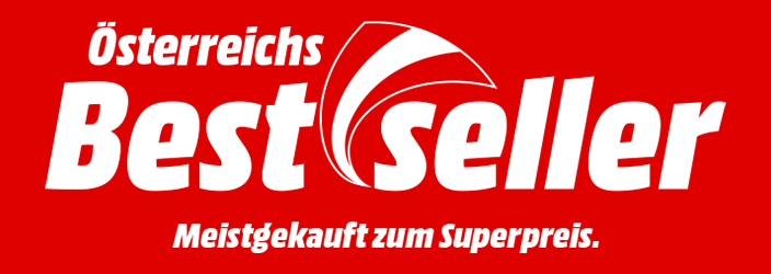 Bild mit rotem Hintergrund in weißer Schrift: Österreichs Bestseller. Meistverkauft zum Superpreis.