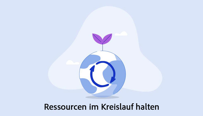 Grafik mit Text "Ressourcen im Kreislauf halten"
