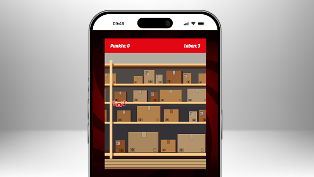 MediaMarkt  DroneHunt  Game: Man sieht ein halbes Display eines Smartphones . Darauf das Game  DroneHunt