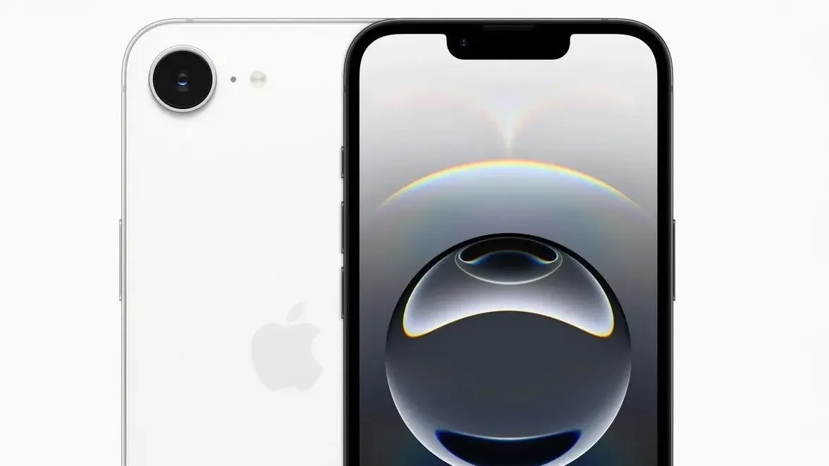 Vorderseite und Rückseite eines iPhones in weiß mit Kamera und Display.