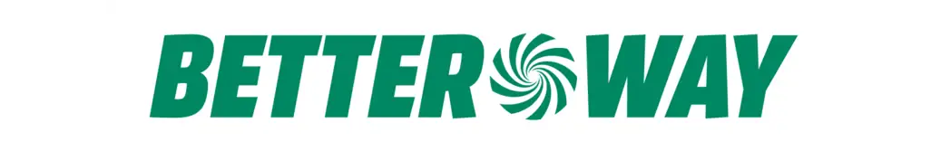 Grüner Schriftzug "BETTER WAY" auf weißem Hintergrund. Zwischen den Worten ist ein grüner Wirbel.