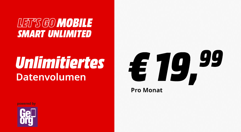 Mobilfunktarif „LET’S GO MOBILE SMART UNLIMITED“ mit unlimitiertem Datenvolumen für 19,99 Euro pro Monat, powered by Georg.