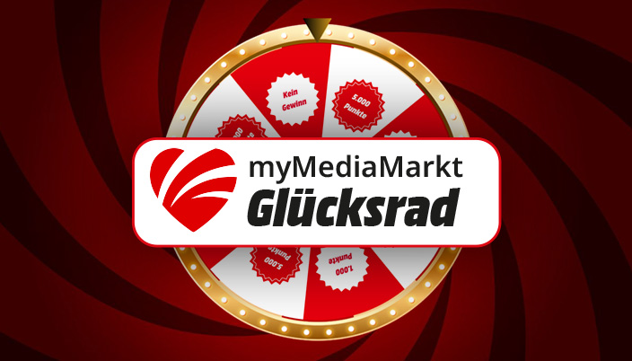 myMediaMarkt Glücksrad mit Gewinnmöglichkeiten wie zum Beispiel 5.000 Punkte oder kein Gewinn
