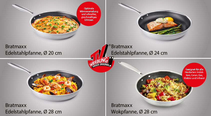 4 BRATMAXX Pfannen in verschiedenen Grössen