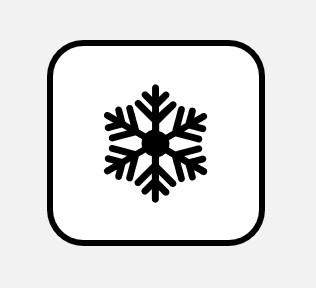 Backofen Symbol Auftauen: ein Quadrat mit einer Schneeflocke in der Mitte