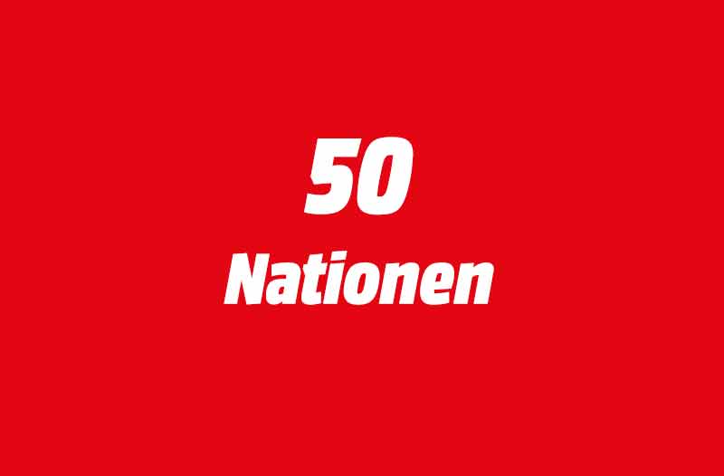 Bild mit rotem Hintergrund. Text auf dem Bild in weißer Schrift: 50 Nationen
