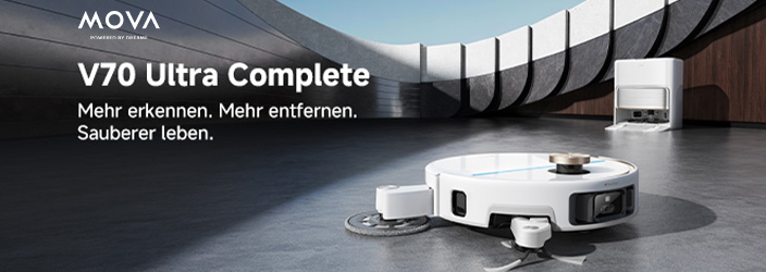 Text: V70 Ultra Complete. Mehr erkennen. Mehr entfernen. Sauberer leben.