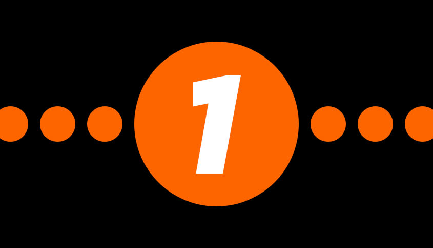 Weiße 1 in einem orangen Bubble