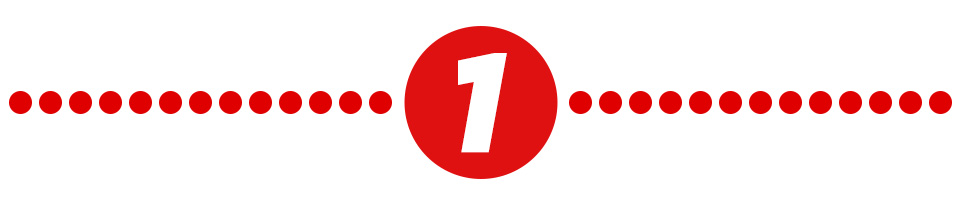 Eine 1 in einem roten runden Kreis