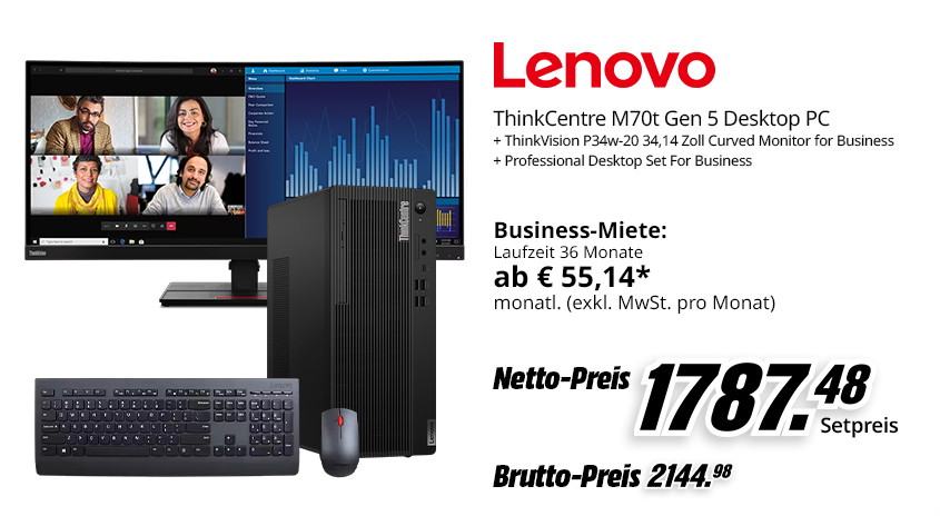 Lenovo Bundle um Setpreis Netto € 1787,48, Brutto € 2144,98 und Business-Miete mit 36 Monatsraten ab € 55,14* exkl. MwSt. pro Monat)