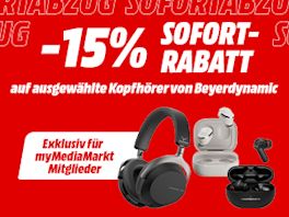 -15% Sofortabzug auf ausgewählte Beyerdynamic Kopfhörer für myMediaMarkt-Mitglieder