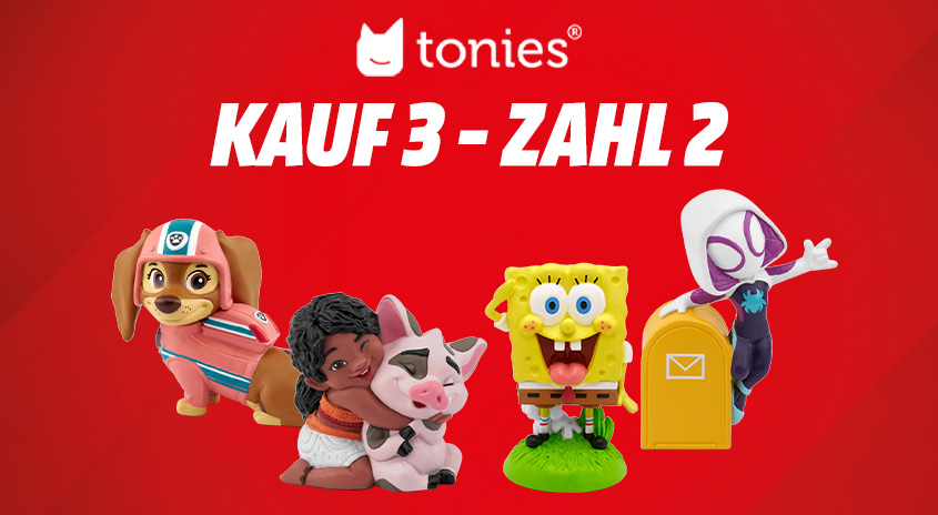 Tonies von Spongebob, Rettungshund, Vaiana und Spidergirl