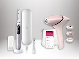 Produktbild einer Elektrische Zahnbürste Rose mit Reiseetui und eines IPL-Haarentfernungsgeräts