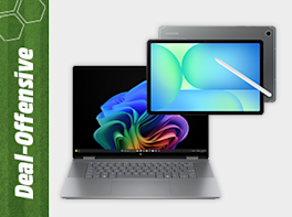 Produktbild von einem Laptop und einem Tablet mit Eingabestift
