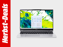 Herbst-Deals. Daneben die Produktabbildung eines Notebooks