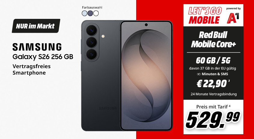 Samsung S26 mit Red Bull Mobile Core+ um 529,99€