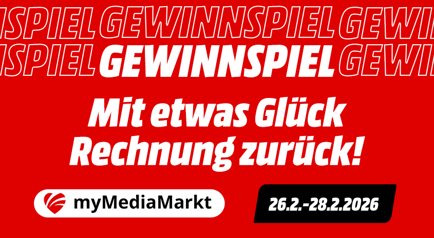 myMediaMarkt Gewinnspiel. Mit etwas Glück Rechnung zurück. 22.6. - 28.2.2026