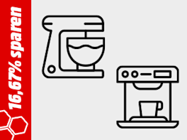 Küchenmaschine & Kaffeevollautomat. Symbol für Aktionsmodelle aus dem Bereich "Haushalt & Wohnen" bei denen man jetzt 16,67% sparen kann.