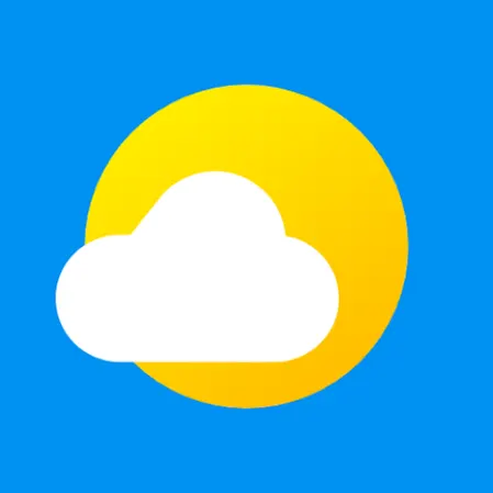 Wetter Symbol mit Sonne und Wolke auf blauem Hintergrund