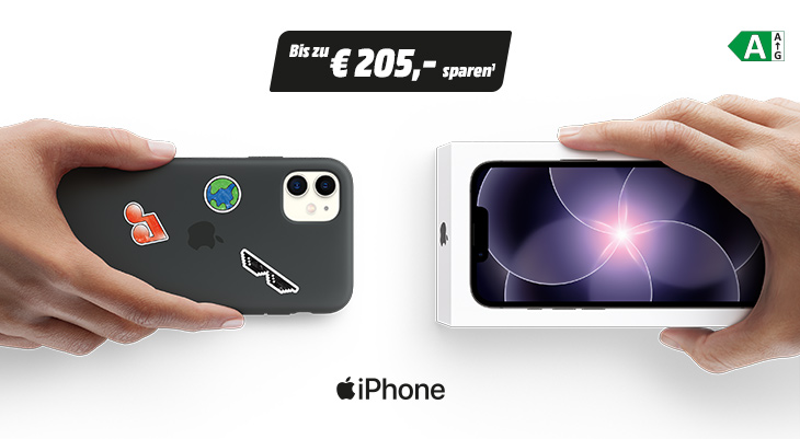 iPhone-Tausch: Bis zu 205€ sparen. iPhone 17e (Klasse A). Bsp: 17e 256GB (699€) - Altgerät z.B. iPhone 14 256GB (205€) = max. 494€.