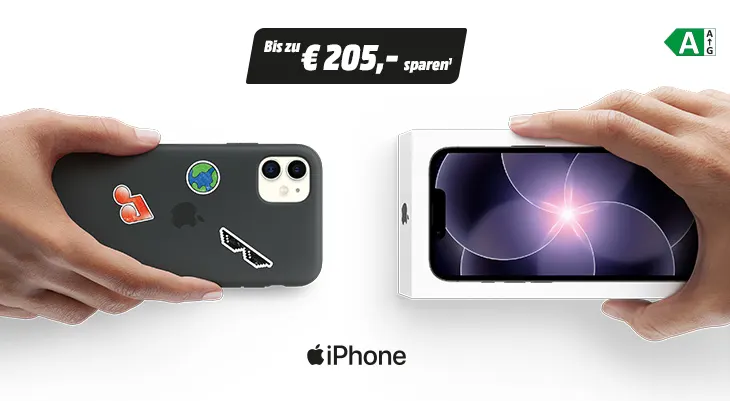 iPhone-Tausch: Bis zu 205€ sparen. iPhone 17e (Klasse A). Bsp: 17e 256GB (699€) - Altgerät z.B. iPhone 14 256GB (205€) = max. 494€.