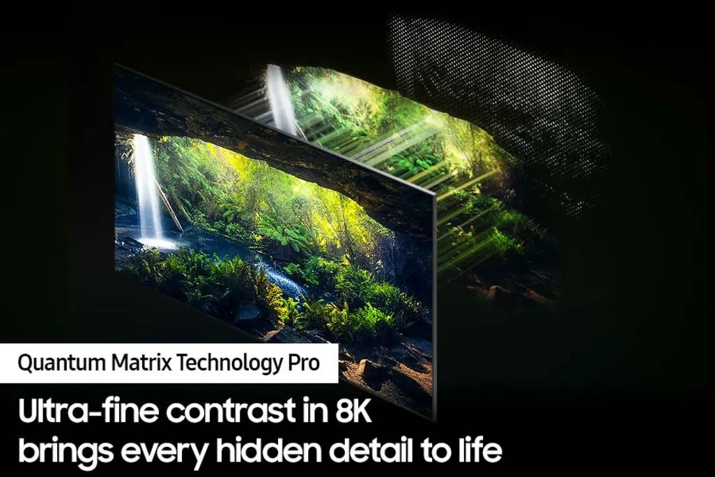 Fernseher mit Quantum Matrix Technology Pro zeigt lebendige Natur in 8K.
