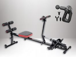 Produktbild eines Rudergeräts und einer Massagepistole