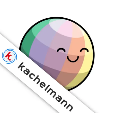 Bunter lachender Kreis mit Schriftzug kachelmann