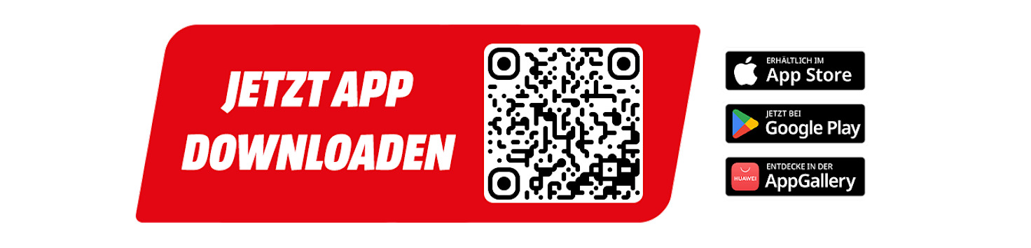 App Downloaden - QR Code zum jeweiligen App Store - Labels für Google Play , App Store und App Gallery