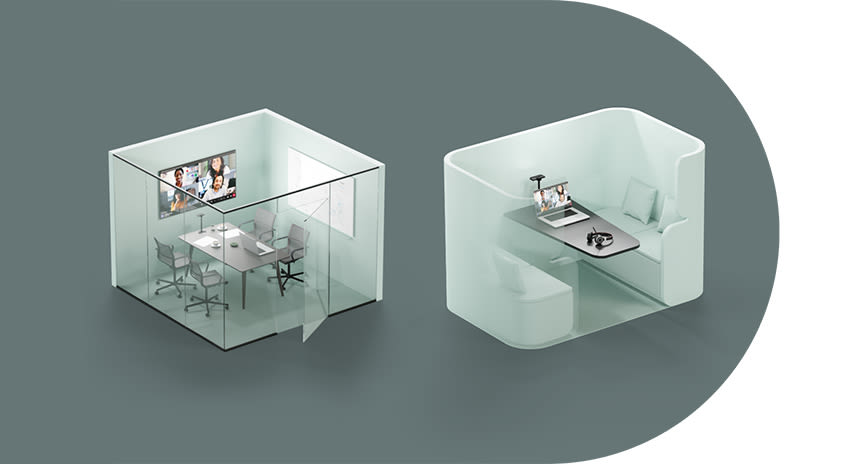 Open Office Space und Huddle Rooms.