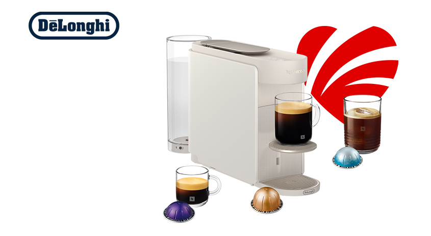 DeLonghi Nespresso Vertuo Maschine, weiß mit 3 verschiedenen Kaffeegläsern und Vertuo Kapseln