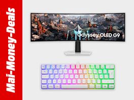 Ultrabreiter Monitor mit Tastatur, schwarz und weiß