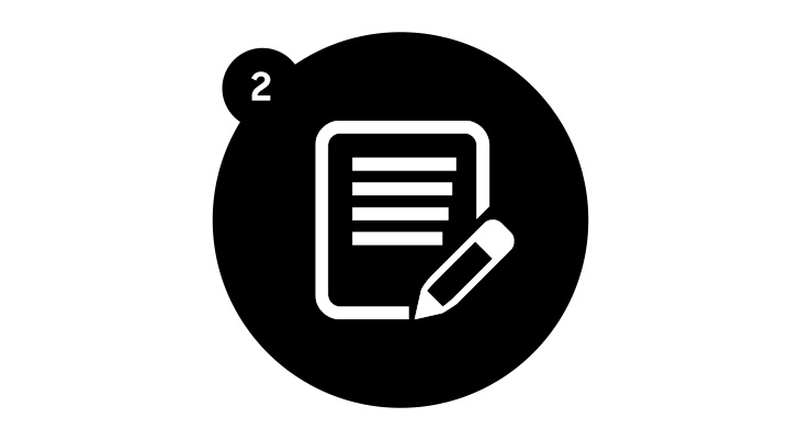 Weisser Block mit einem Stift in einem schwarzen Kreis