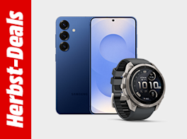 Herbst-Deals. Daneben die Produktabbildung eines Smartphones und einer Smartwatch