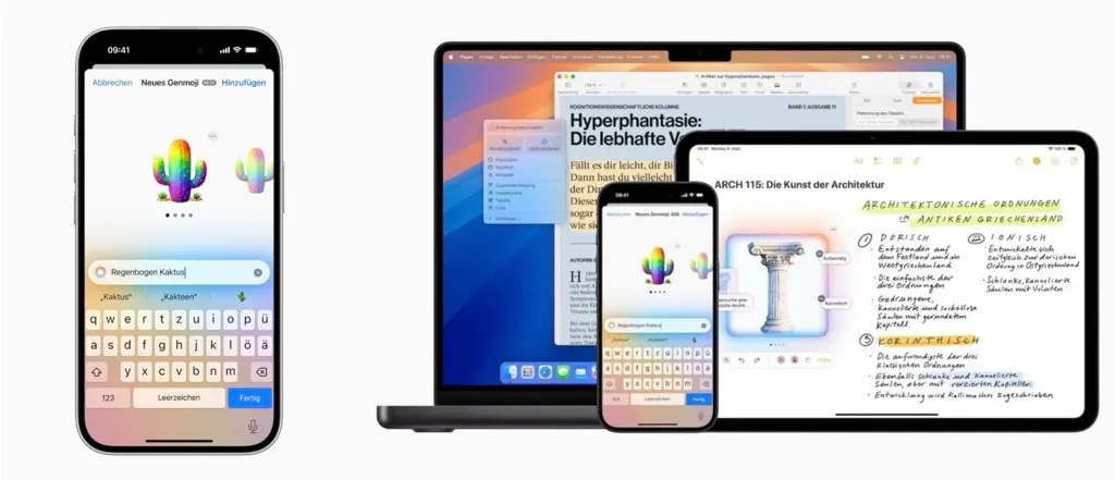 Screenshot-Apple-Intelligence-DE-Genmoji + Apple Intelligence Anwendungen auf iPhone, iPad und Macbook
