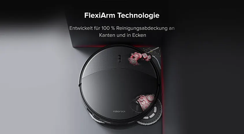 FlexiArm Technologie. Entwickelt für 100% Reinigungsabdeckung an Kanten und in Ecken.