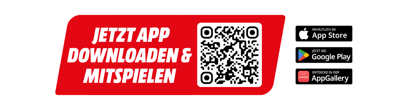 App Downloaden - QR Code zum jeweiligen App Store - Labels für Google Play , App Store und App Gallery