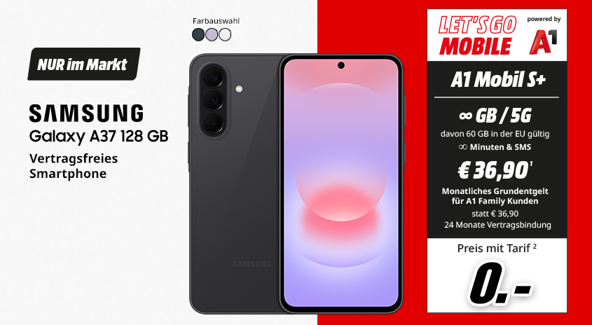 iPhone 17 Pro, 256 GB, verschiedene Farben, vertragsfrei im Markt, mit Let's Go Mobile powered by A1 Mobil S+ Tarif um  € 19,-