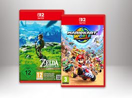  Produktbild von den beiden Games Zelda und Mariokart World