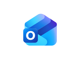 Logo Outlook : carré bleu avec un "O" blanc superposé à une enveloppe bleue. Fond blanc uni.