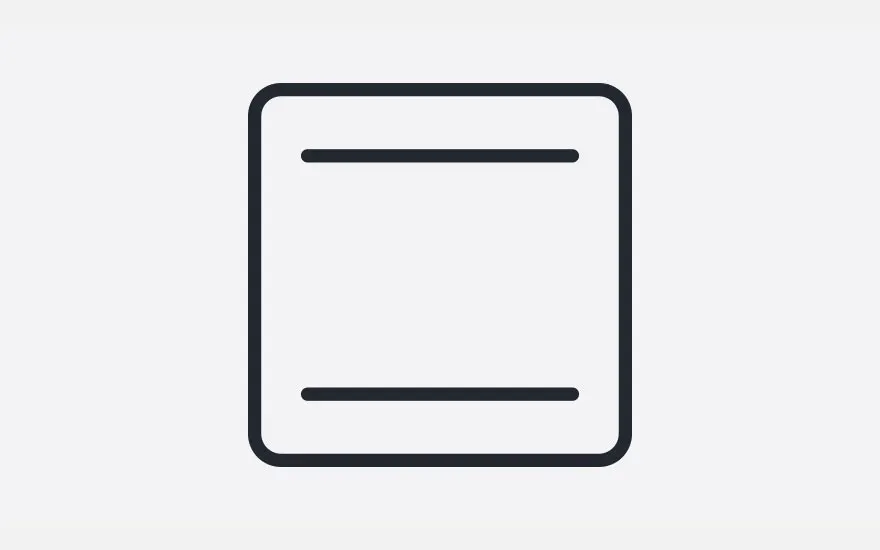 The image shows a black outlined square with rounded corners. Inside the square are two short, horizontal black lines, one near the top and one near the bottom. The background is light gray.