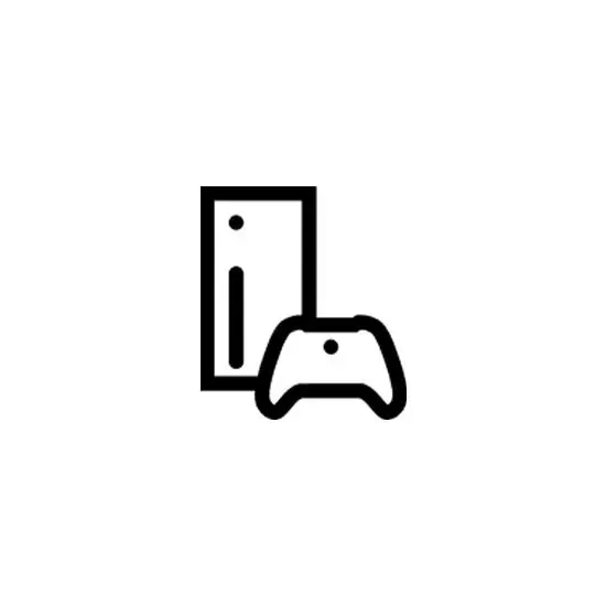 Icône noire : console rectangulaire et manette de jeu.