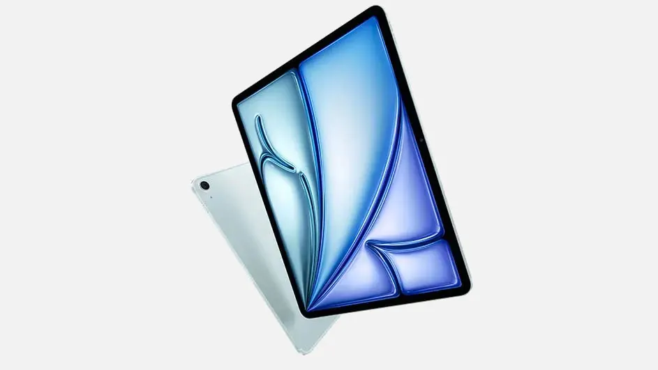 Deux tablettes numériques sont affichées sur un fond blanc. L'écran de la tablette du premier plan est bleu.