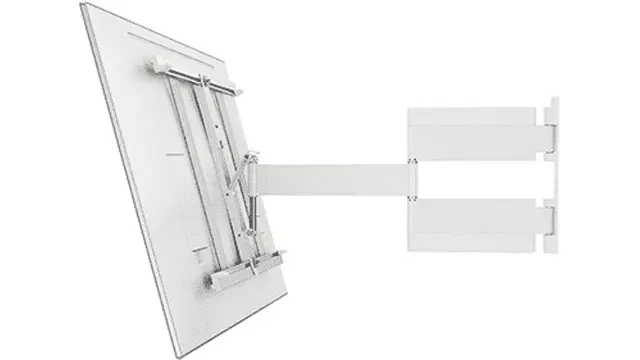 Support mural blanc inclinable fixé au mur avec deux supports horizontaux.