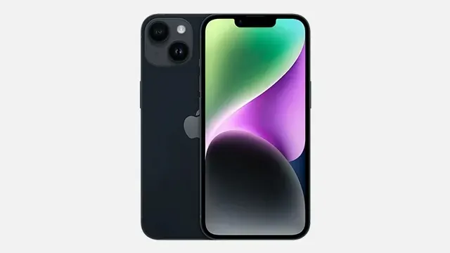 Deux smartphones bleu foncé sur fond blanc. L'écran affiche un motif abstrait vert, violet et noir.