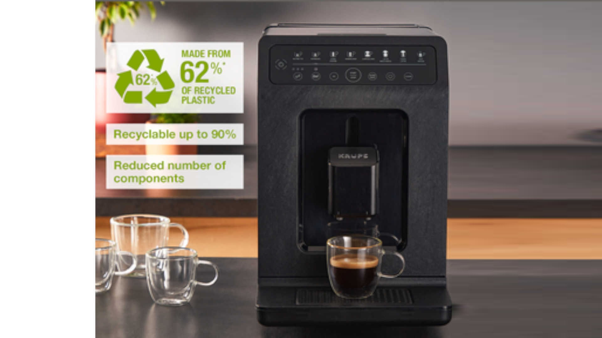 Machine à Café Automatique KRUPS Evidence - Eco-Design, One-Touch Cappuccino, 8 Boissons - EA897A