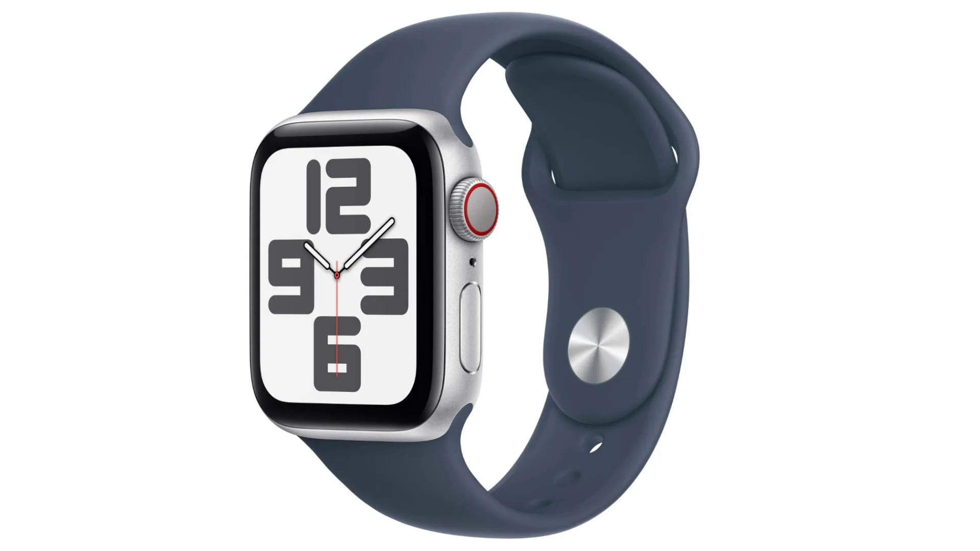Apple Watch SE GPS 40 mm Boîtier aluminium Silver, Bracelet Sport Band Storm Blue